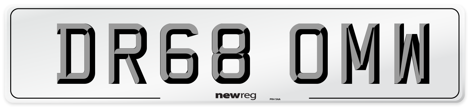 DR68 OMW Number Plate from New Reg